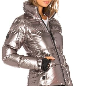 Friday Nights Shine Puffer Metallic Silver womens winter coat gun metal titanium